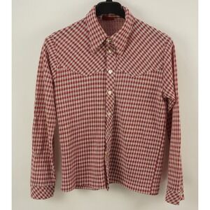 Vintage 1950s Kings Road Knit Yoked Point Collar Western Shirt Men's Medium Red
